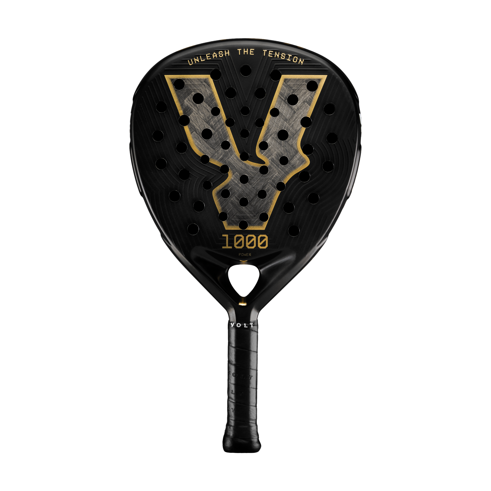 The Volt 1000 V5 is a high-performance padel racket designed for advanced to expert players seeking a balance of power and control. Its teardrop shape and medium-high balance provide versatility, enhancing both offensive and defensive play. Constructed with a robust 3K carbon structure and faces, it ensures exceptional durability and performance. The racket features Flexible Shock Absorption Technology, reducing vibrations for increased comfort, and a Fast Recovery Black EVA Core for excellent responsiveness.