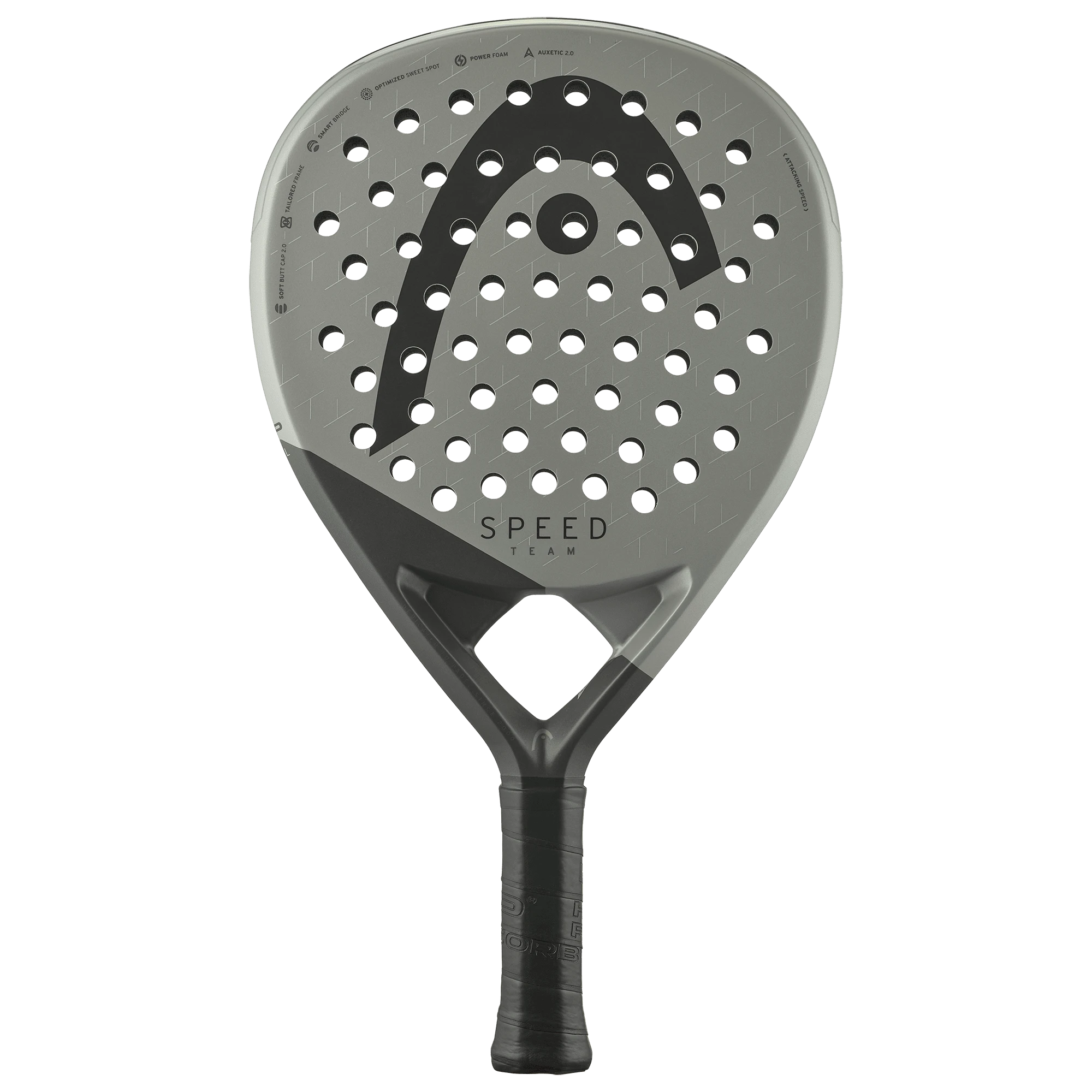 The HEAD Speed Team 2025 padel racket is designed for intermediate to advanced players seeking a balance of power and control. Featuring a teardrop shape and a low balance point, it offers versatility and maneuverability on the court. The racket incorporates Graphene Inside technology in its frame, enhancing stability and energy transfer for improved performance. Its fiberglass surface provides a comfortable feel upon impact, while the Power Foam core ensures a responsive touch, aiding in powerful shots.